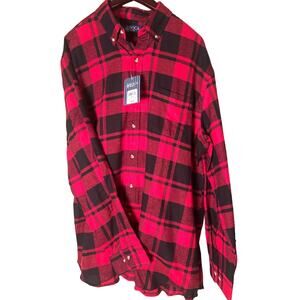 Boca Classics Red Black Plaid Long Sleeve Flannel Shirt XXL New with Tags Cotton